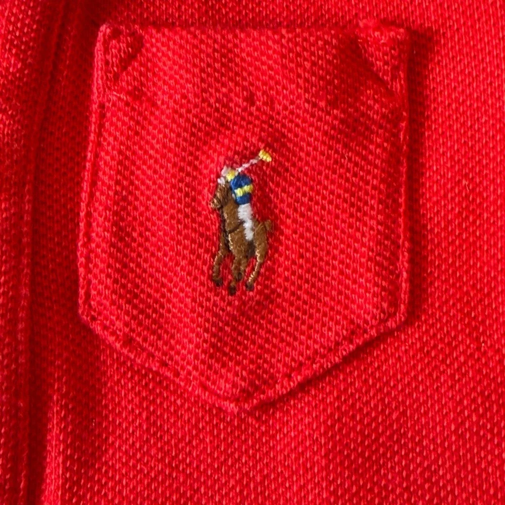 Ralph Lauren Baby‎ Red Polo Romper 3M Embroidered Pony Long Sleeve